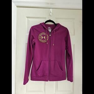 Cold Gear Under Armour Full Zip Hooded Jacket Purple Logo Drawstring Xsmall